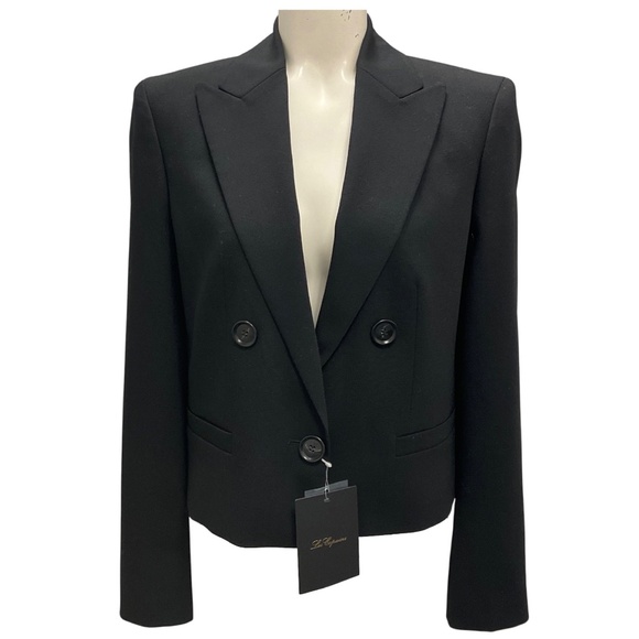 LES COPAINS BLACK 2021 CROPPED WOOL BLAZER - Picture 1 of 5
